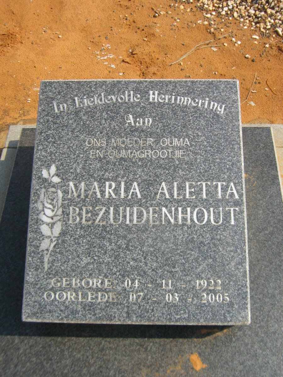 BEZUIDENHOUT Maria Aletta 1922-2005