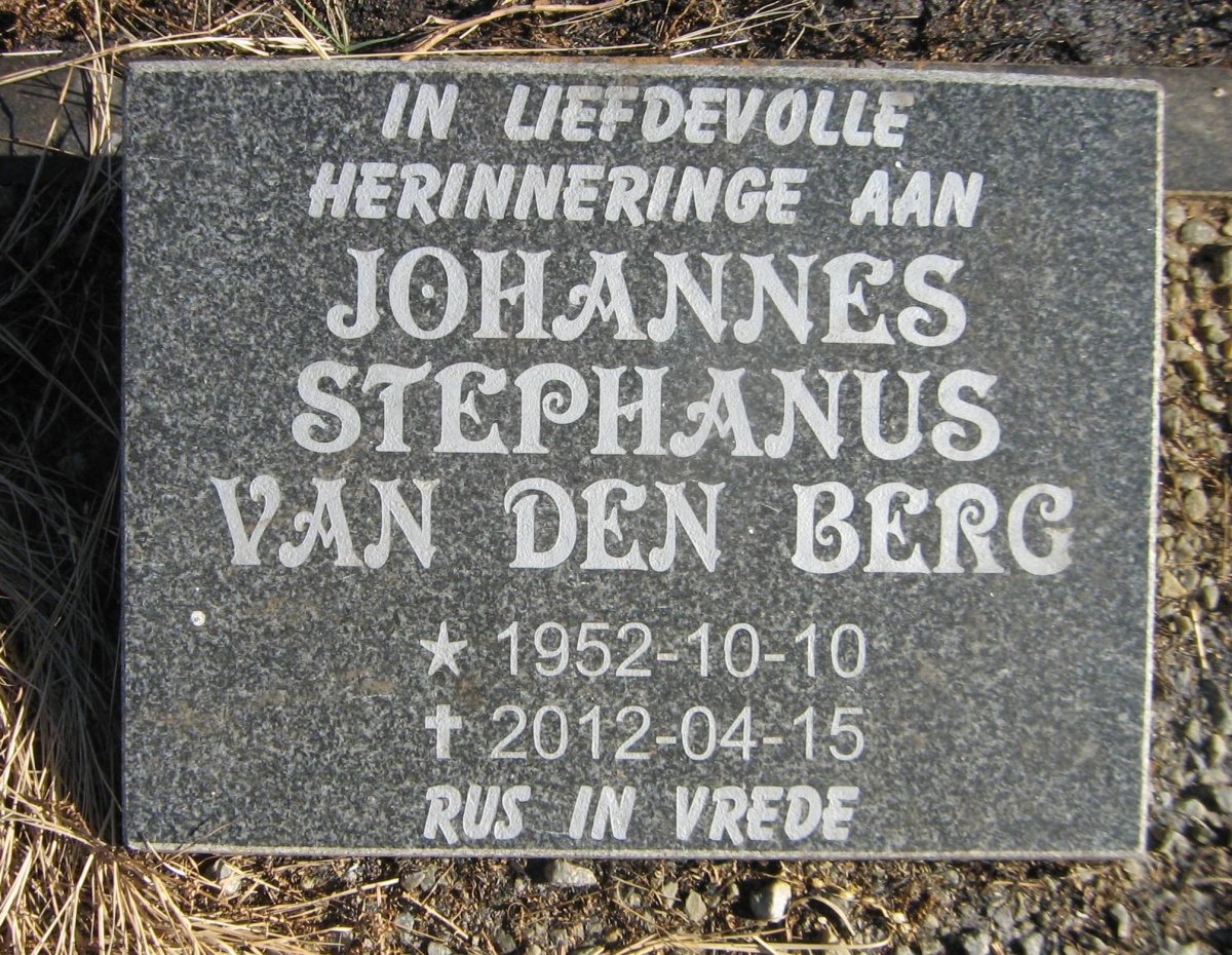 BERG Johannes Stephanus, van den 1952-2012