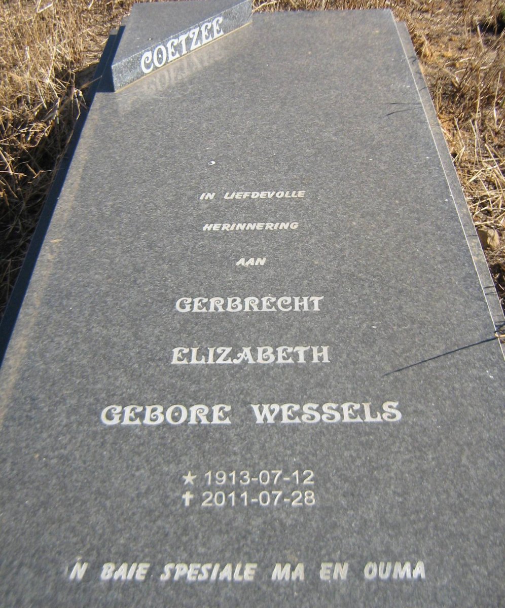 COETZEE Gerbrecht Elizabeth nee WESSELS 1913-2011