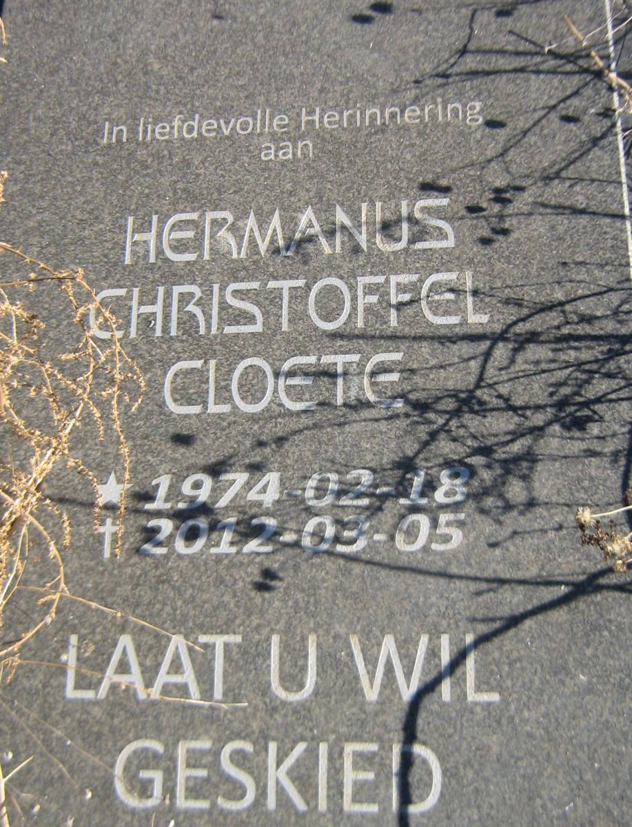 CLOETE Hermanus Christoffel 1974-2012