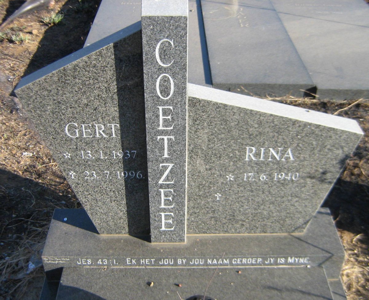 COETZEE Gert 1937-1996 &amp; Rina 1940-