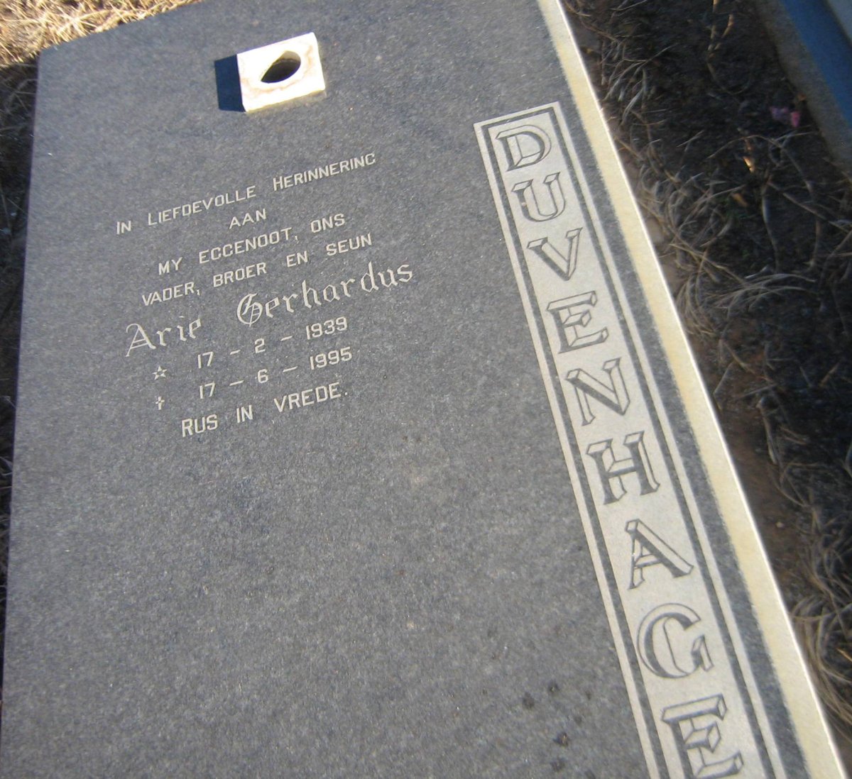 DUVENHAGE Arie Gerhardus 1939-1995
