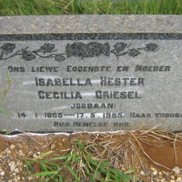 GRIESEL Isabella Hester Cecilia nee JORDAAN 1885-1955