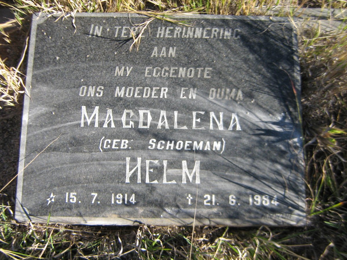 HELM Magdalena nee SCHOEMAN 1914-1984