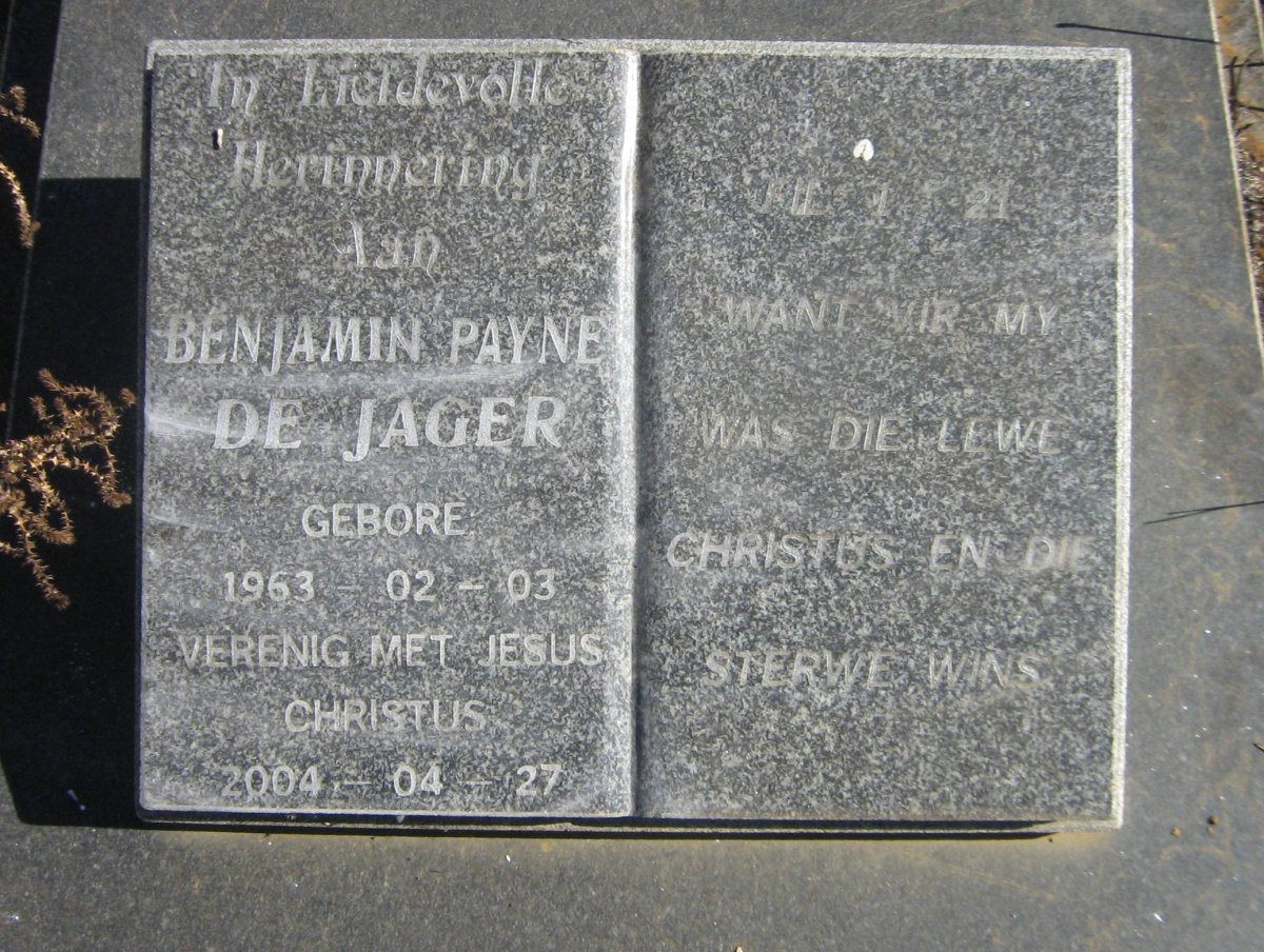 JAGER Benjamin Payne, de 1963-2004