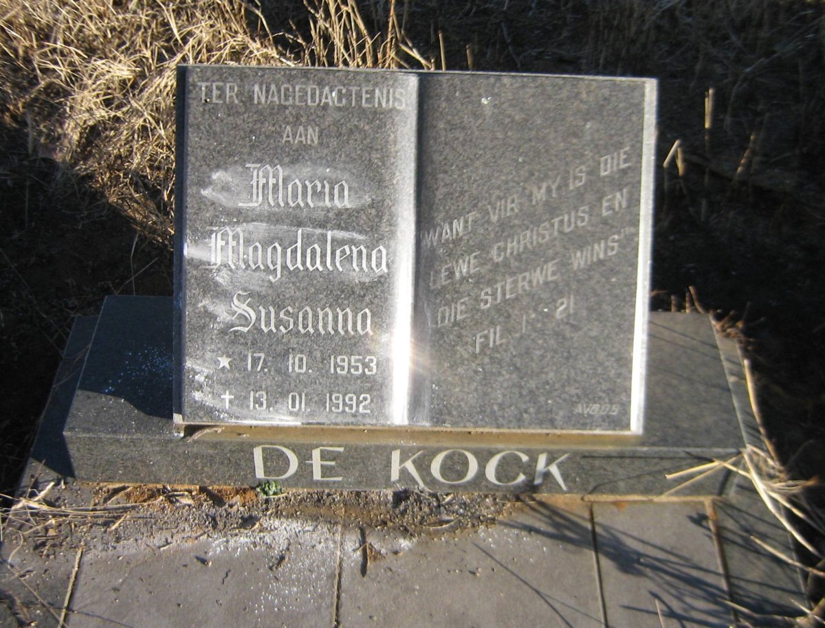 KOCK Maria Magdalena Susanna, de 1953-1992