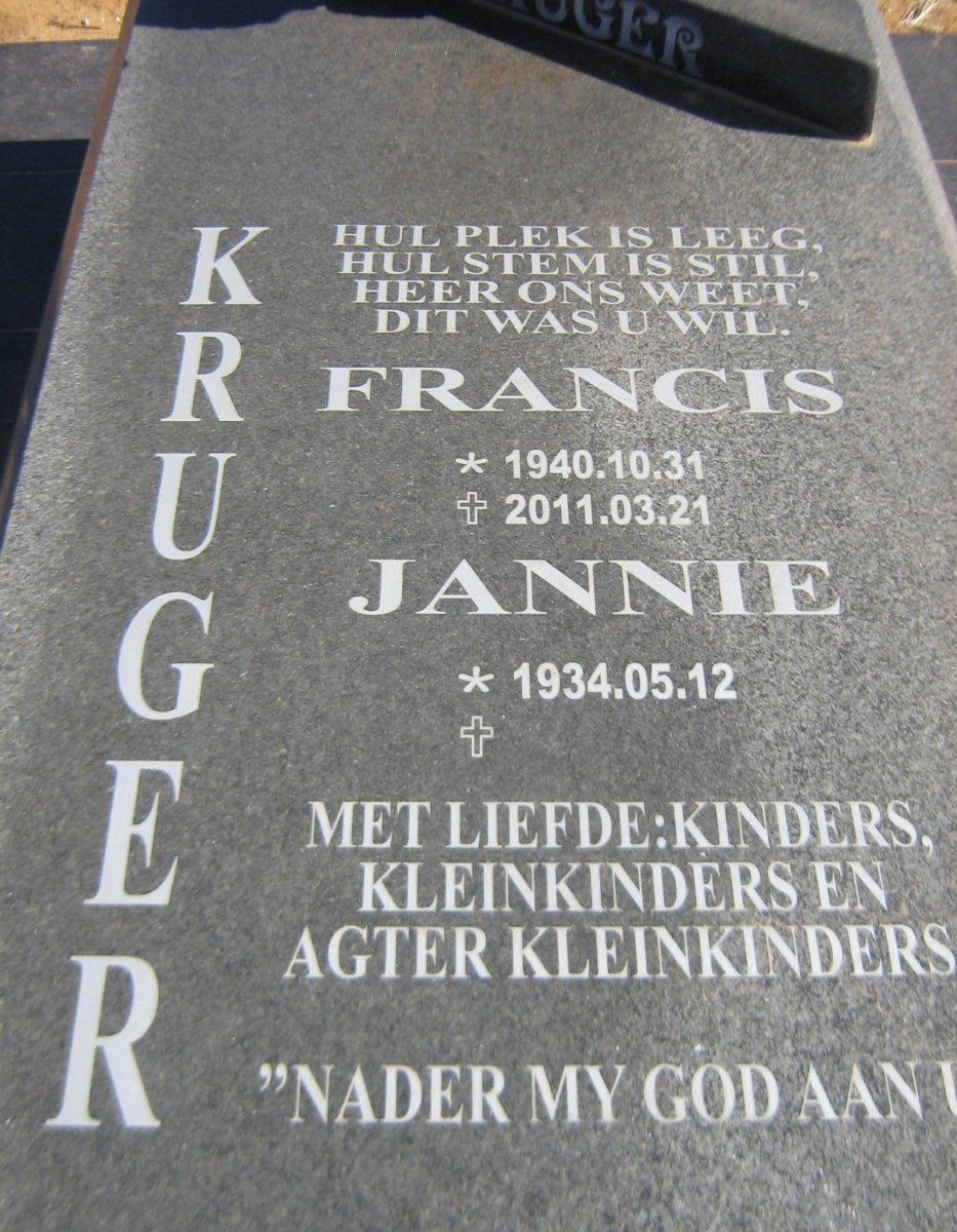 KRUGER Jannie 1934- &amp; Francis 1940-2011