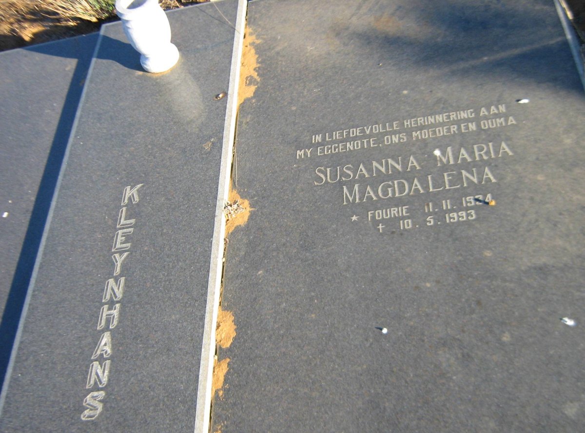 KLEYNHANS Susanna Maria Magdalena nee FOURIE 1934-1993