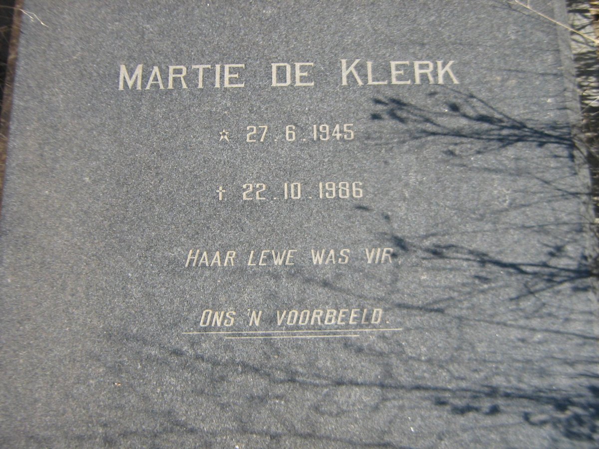 KLERK Martie, de 1945-1986