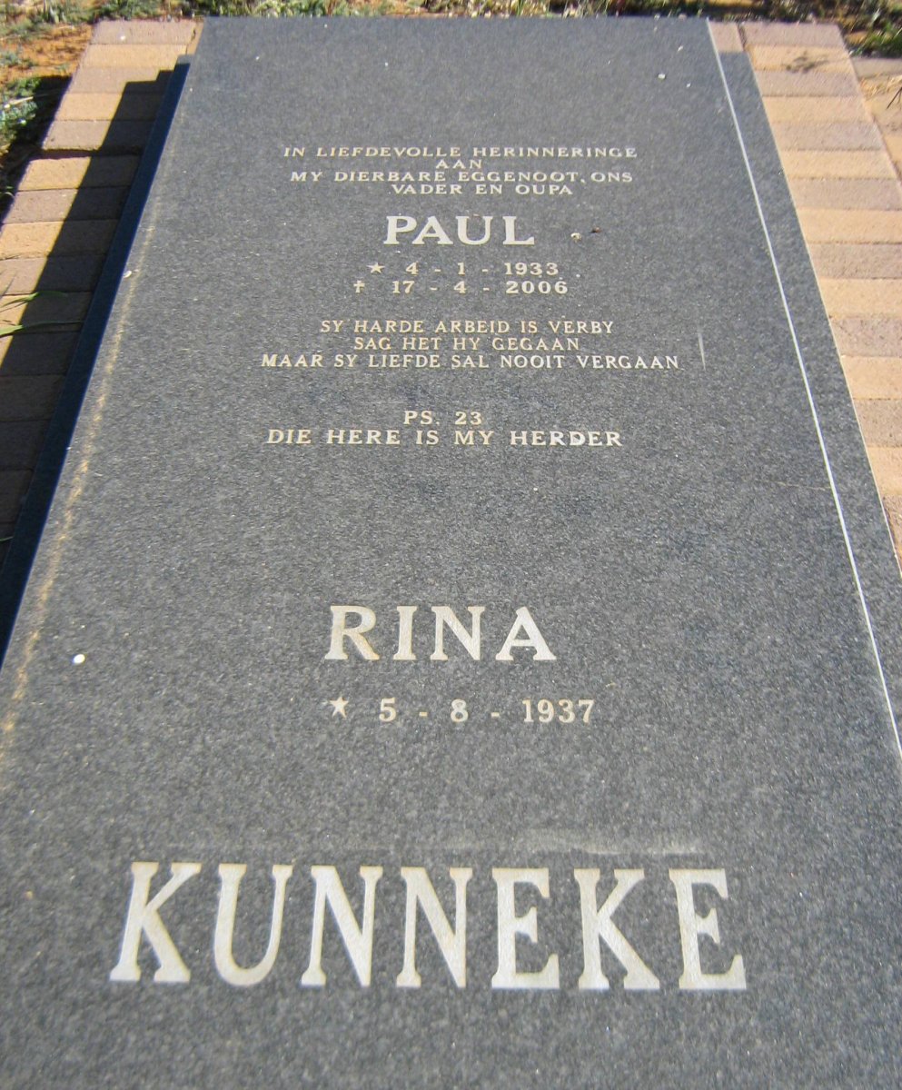 KUNNEKE Paul 1933-2006 &amp; Rina 1937-