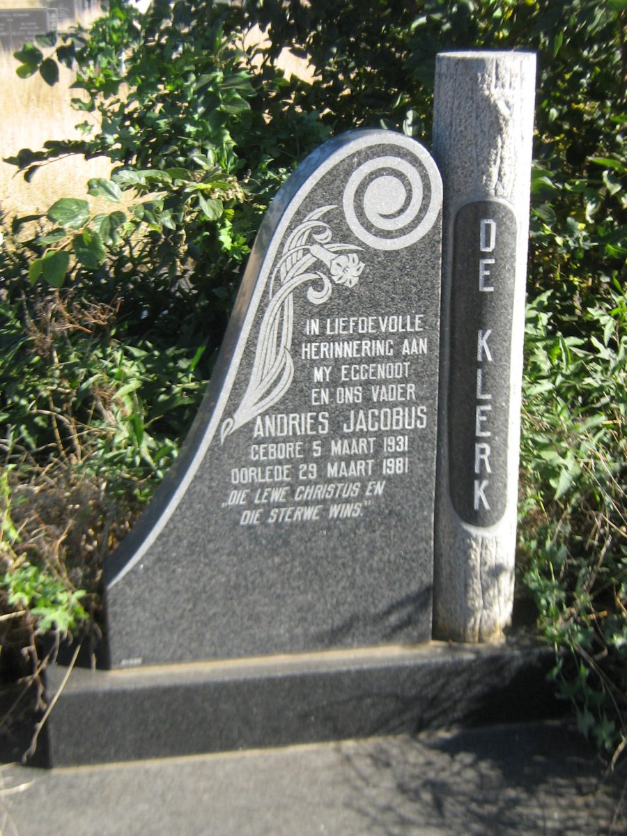 KLERK Andries Jacobus, de 1931-1981