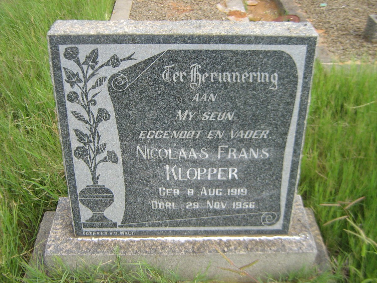 KLOPPER Nicolaas Frans 1919-1956