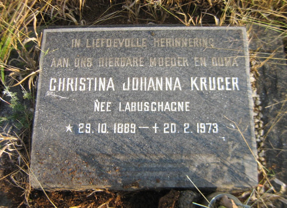 KRUGER Christina Johanna nee LABUSCHAGNE 1889-1973