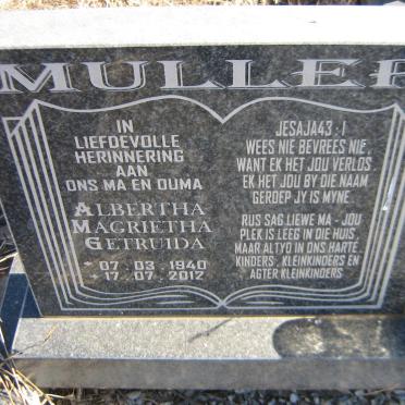 MULLER Albertha Magrietha Getruida 1940-2012
