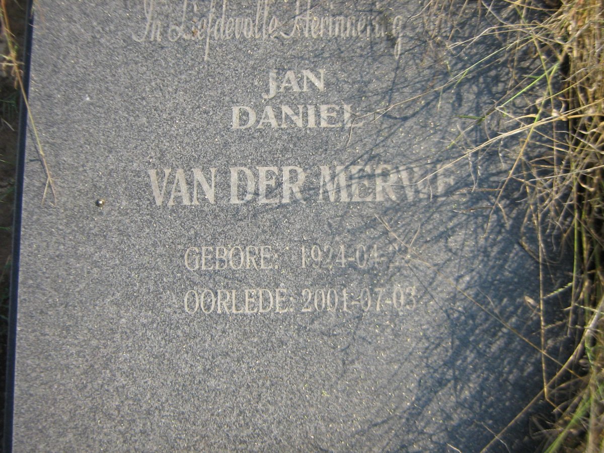 MERWE Jan Daniel, van der 1924-2001