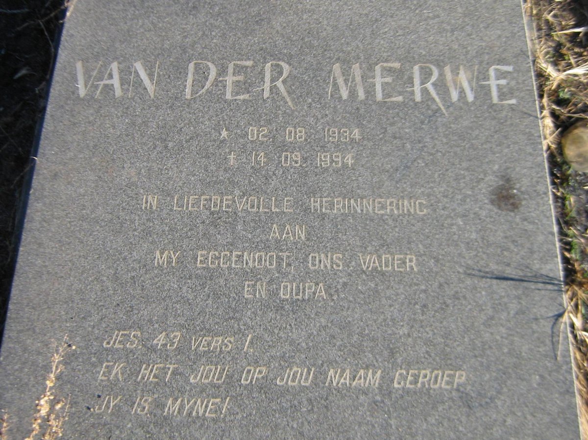 MERWE, ? van der 1934-1994