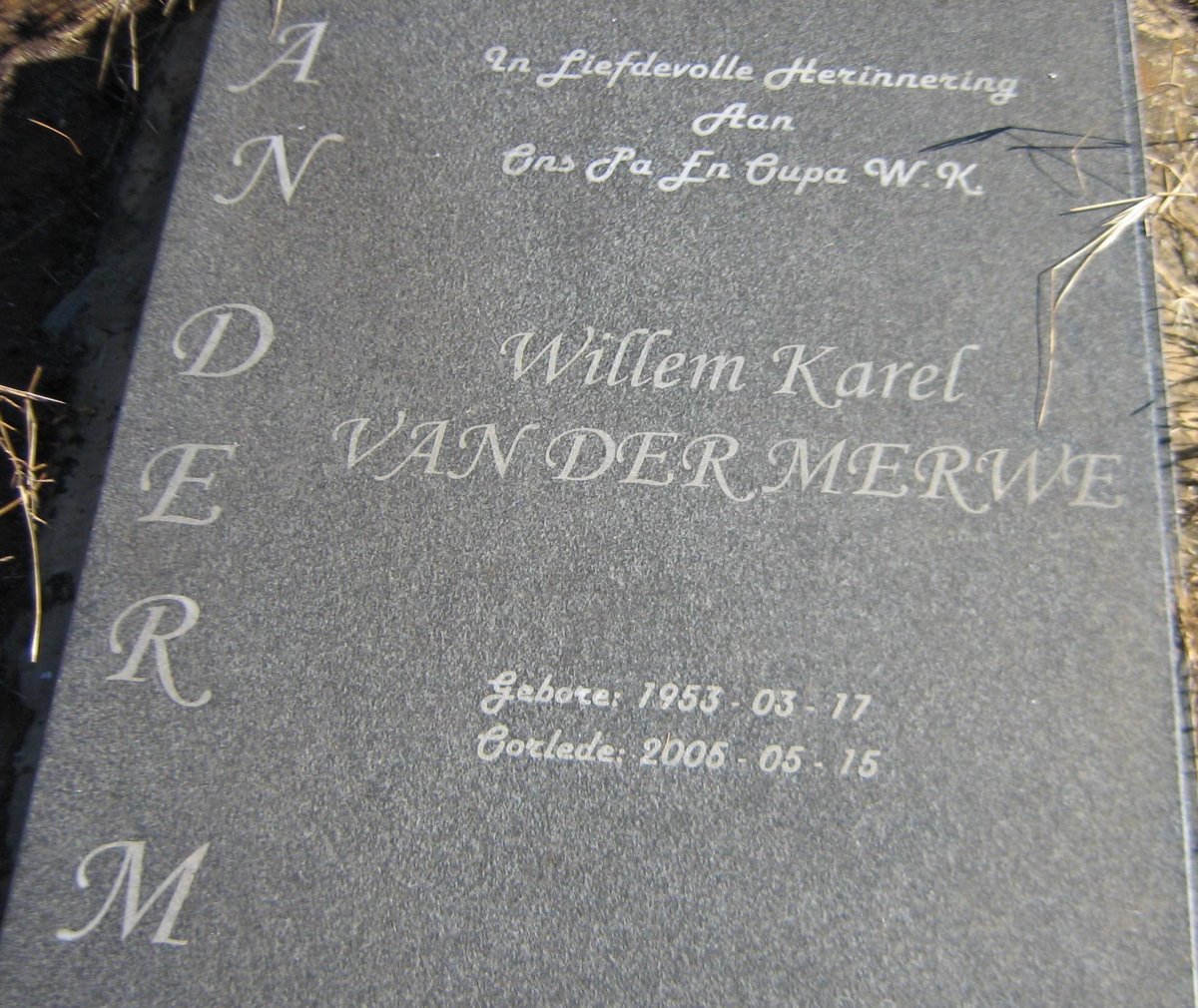 MERWE Willem Karel, van der 1953-2005