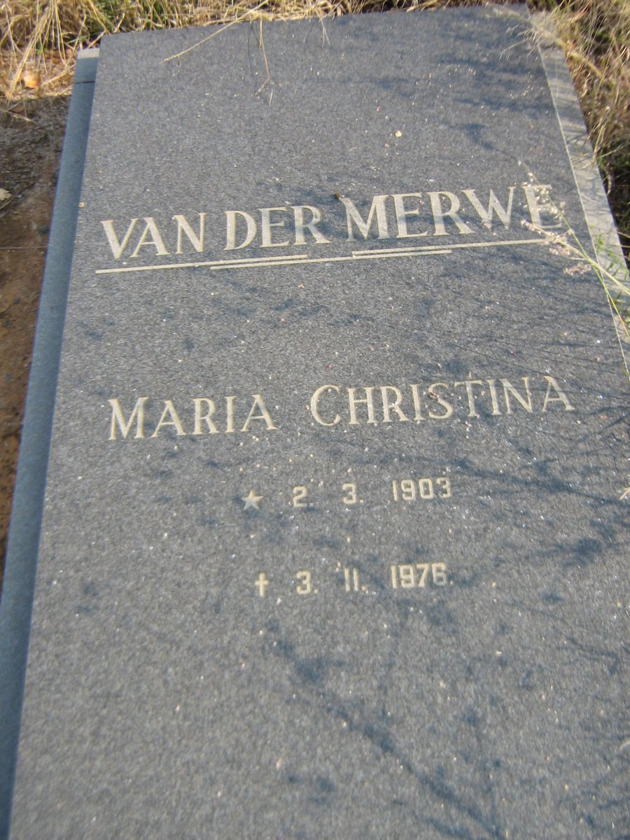 MERWE Maria Christina, van der 1903-1976