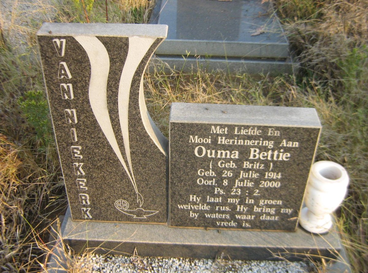 NIEKERK Bettie, van nee BRITZ 1914-2000