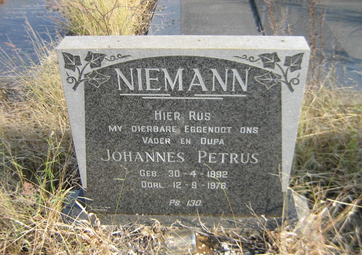 NIEMANN Johannes Petrus 1892-1976