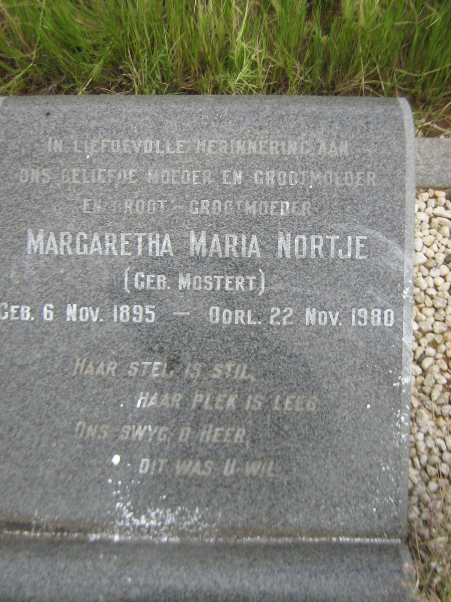 NORTJE Margaretha Maria nee MOSTERT 1895-1980