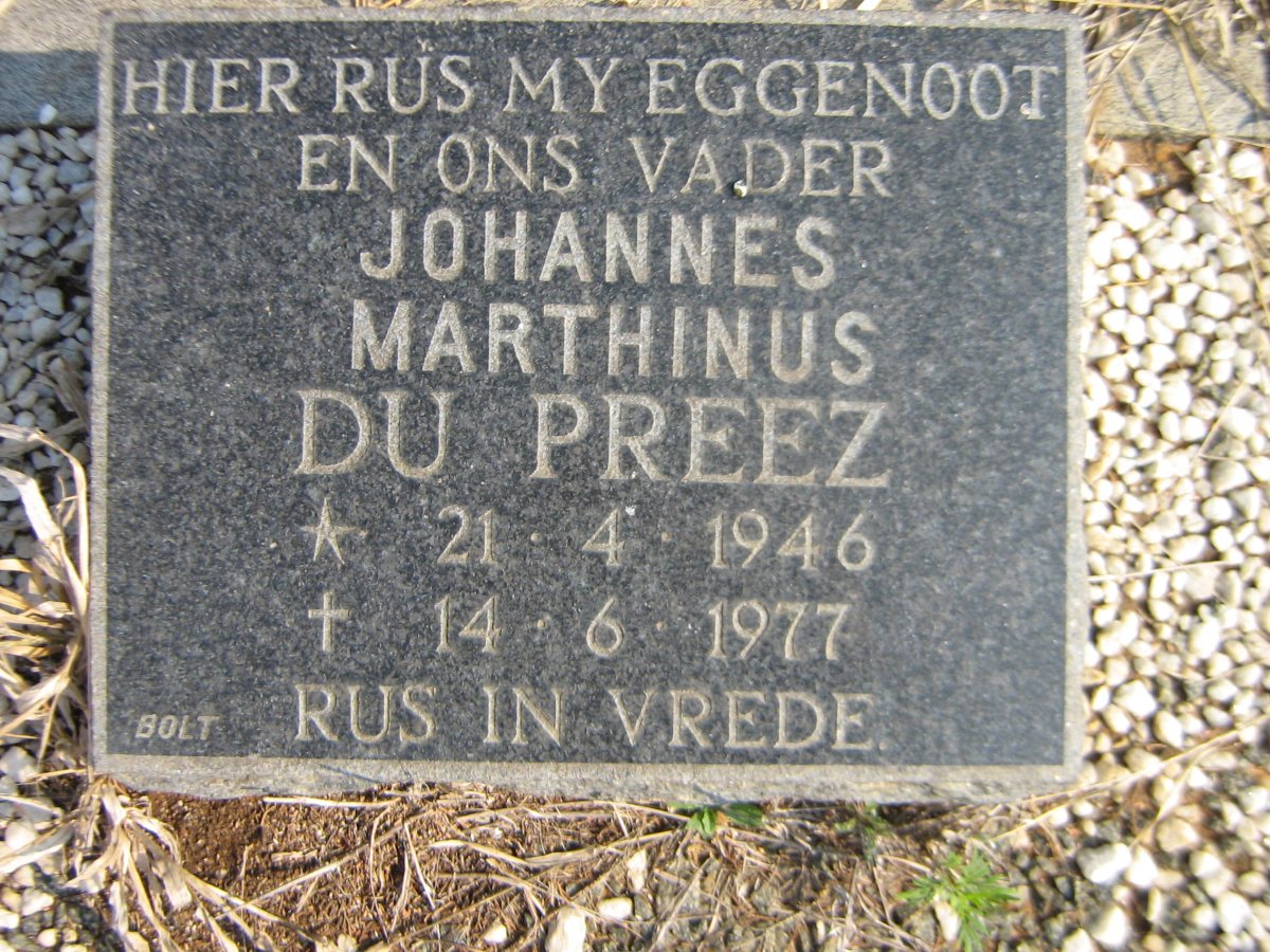 PREEZ Johannes Marthinus, du 1946-1977