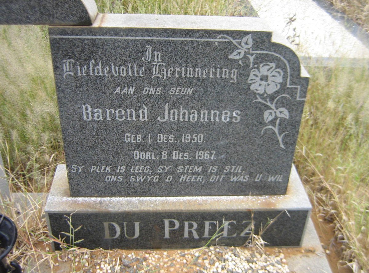 PREEZ Barend Johannes, du 1950-1967