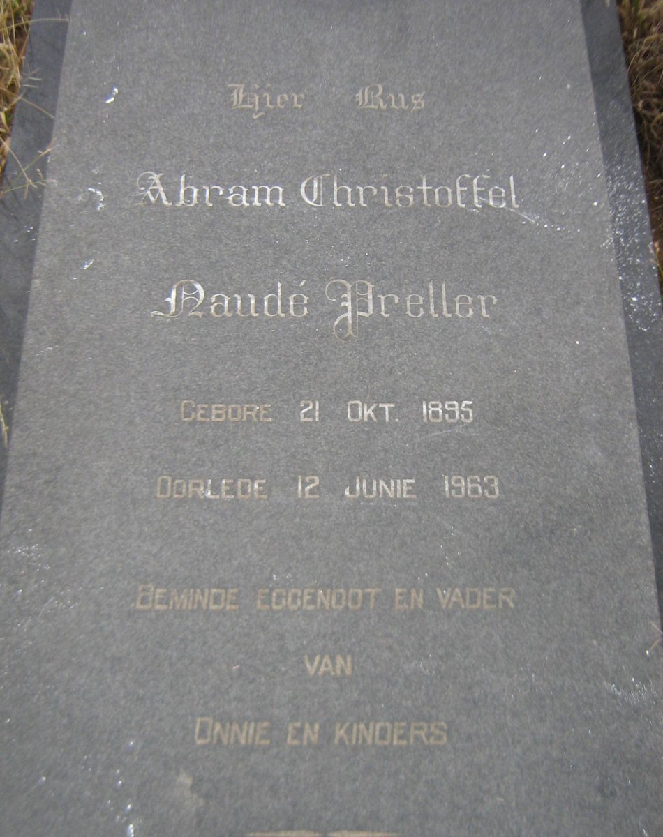 PRELLER Abram Christoffel Naude 1895-1963