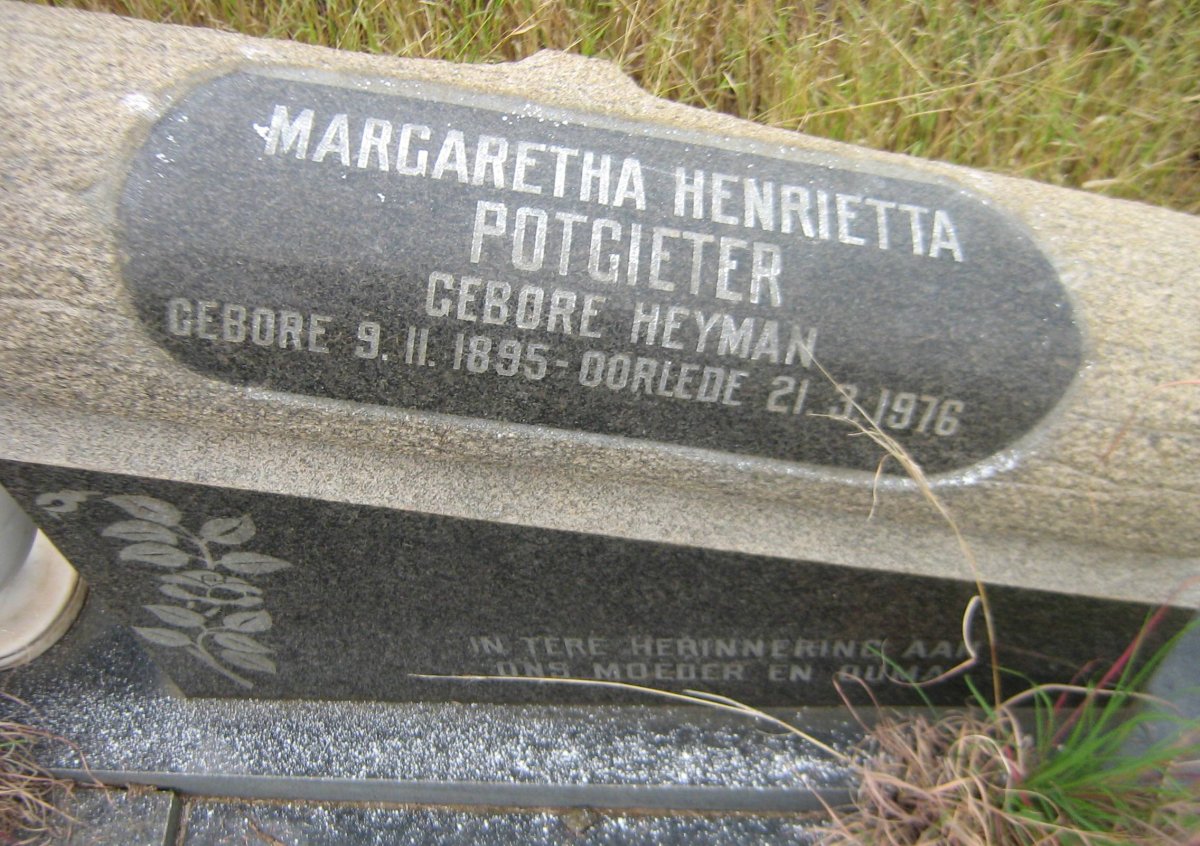 POTGIETER Margaretha Henrietta nee HEYMAN 1895-1976