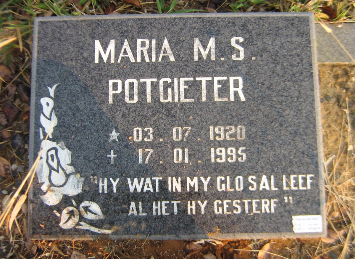 POTGIETER Maria M.S. 1920-1995