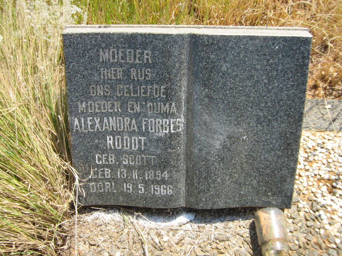 ROODT Alexandra Forbes nee SCOTT 1894-1966