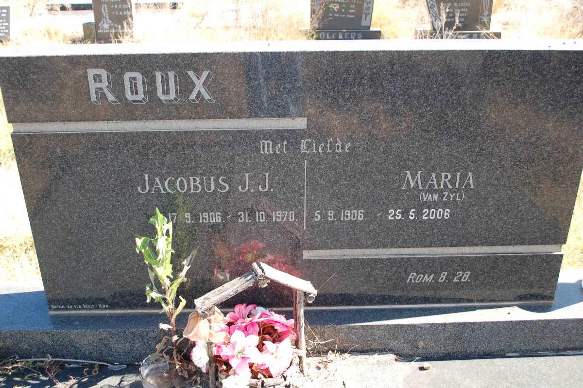 ROUX Jacobus J.J. 1906-1970 &amp; Maria VAN ZYL 1906-2006