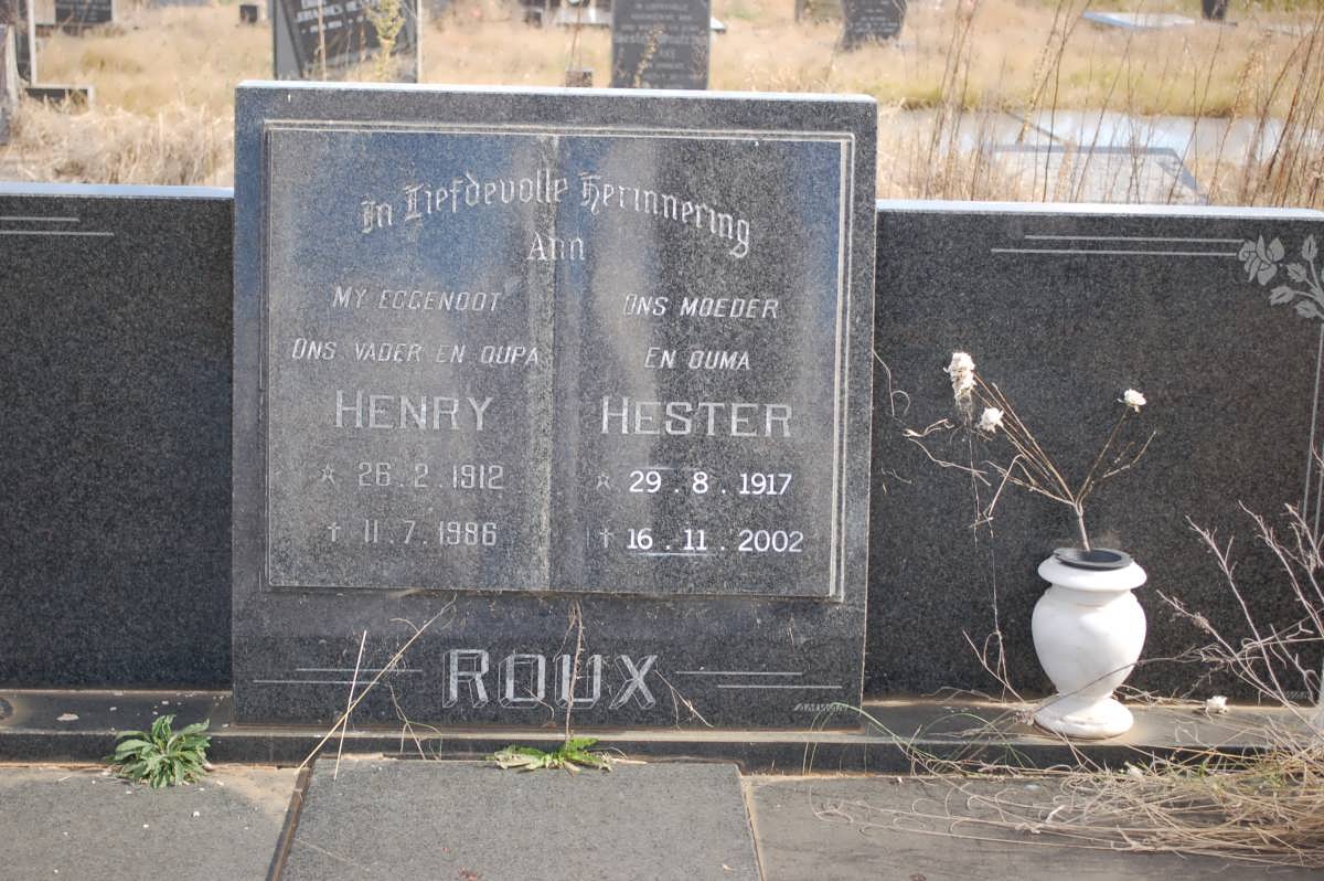 ROUX Henry 1912-1986 &amp; Hester 1917-2002