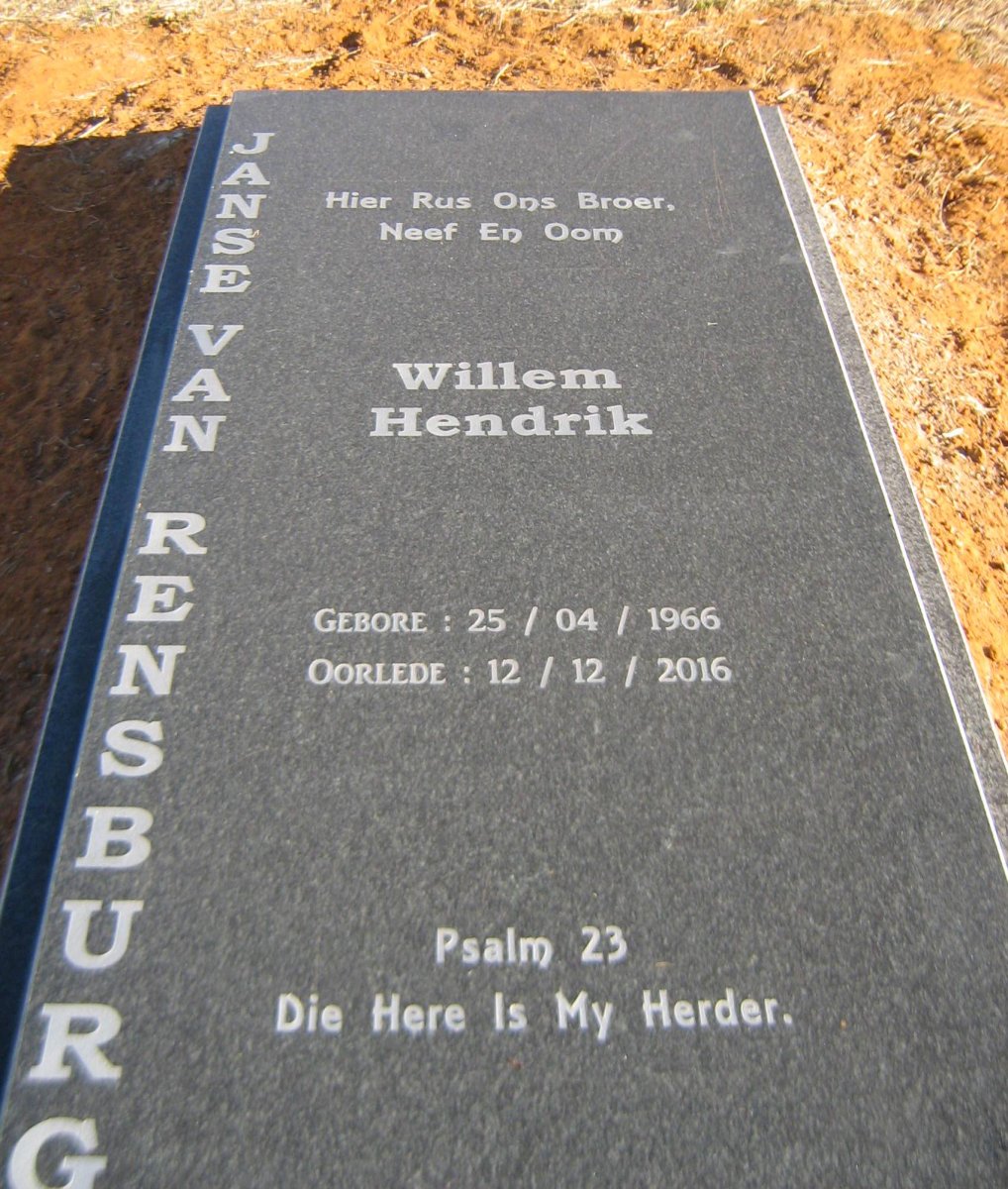 RENSBURG Willem Hendrik, Janse van 1966-2016