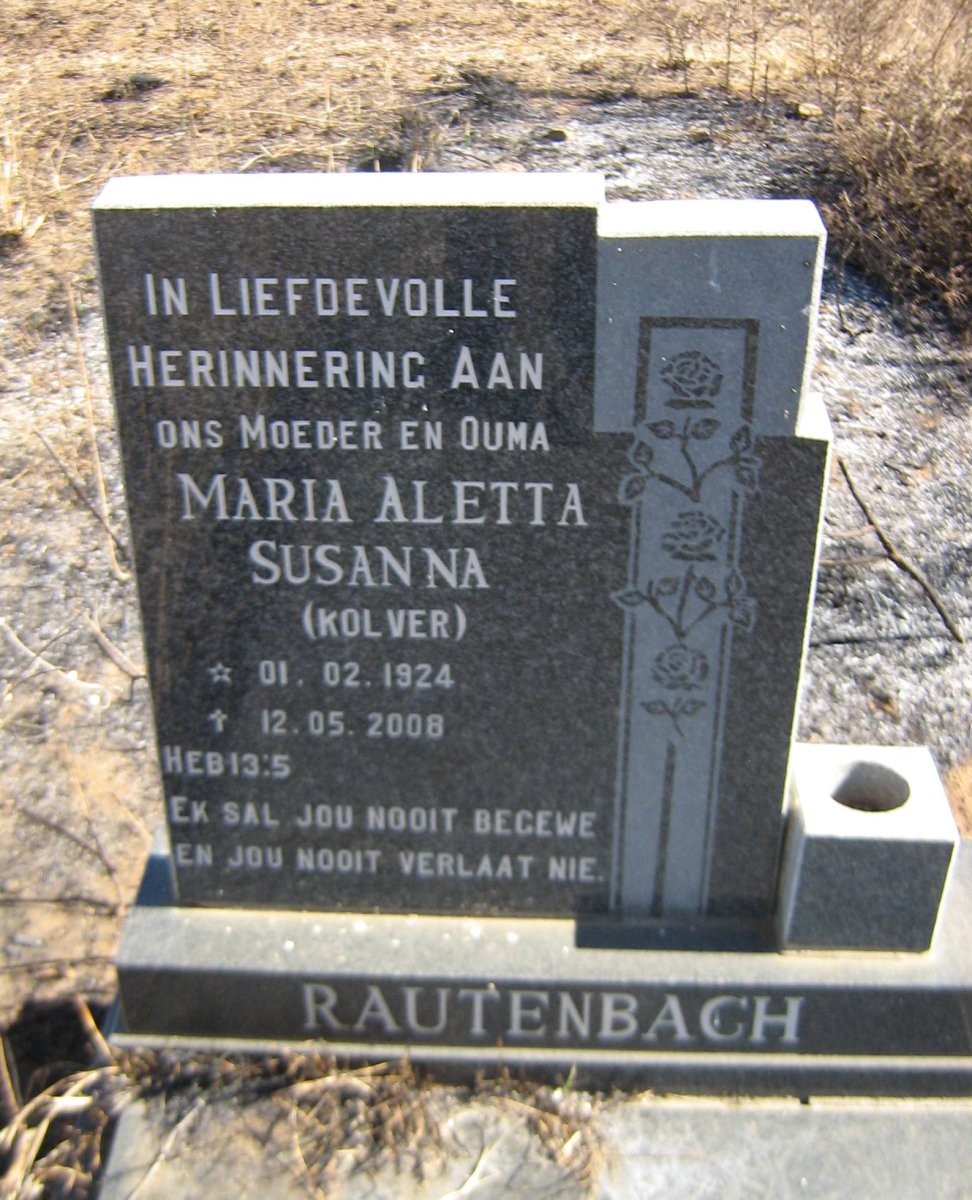 RAUTENBACH Maria Aletta Susanna nee KOLVER 1924-2008