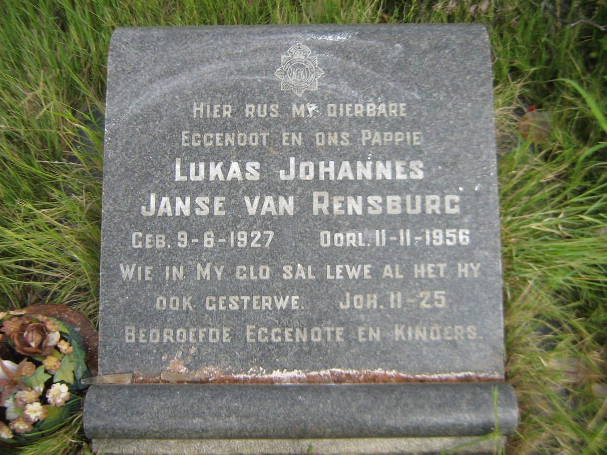 RENSBURG Lukas Johannes, Janse van 1927-1956