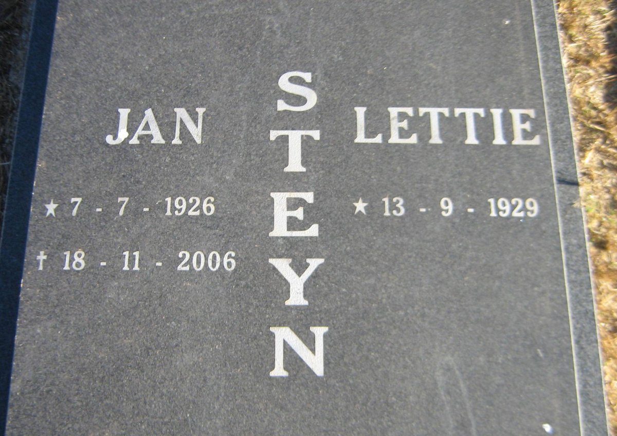 STEYN Jan 1926-2006 &amp; Lettie 1929-