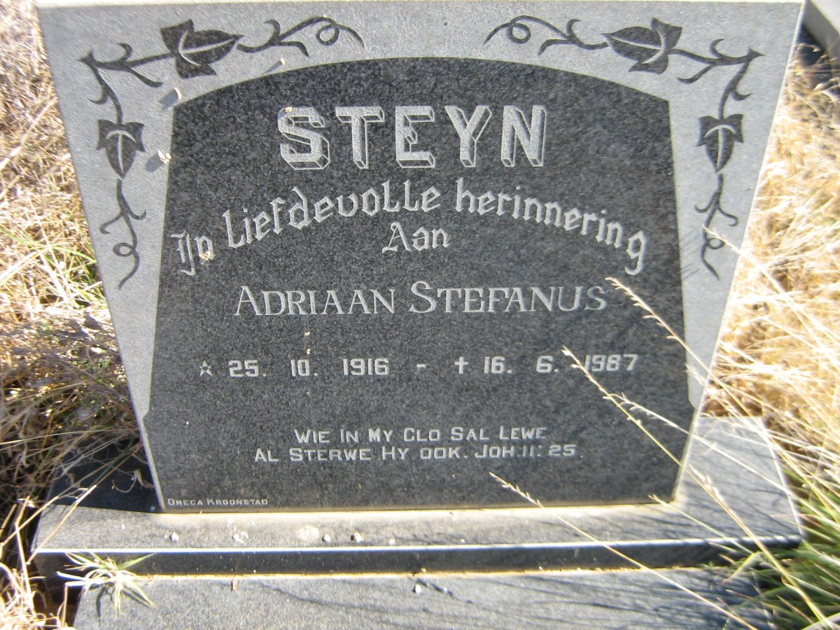 STEYN Adriaan Stefanus 1916-1987