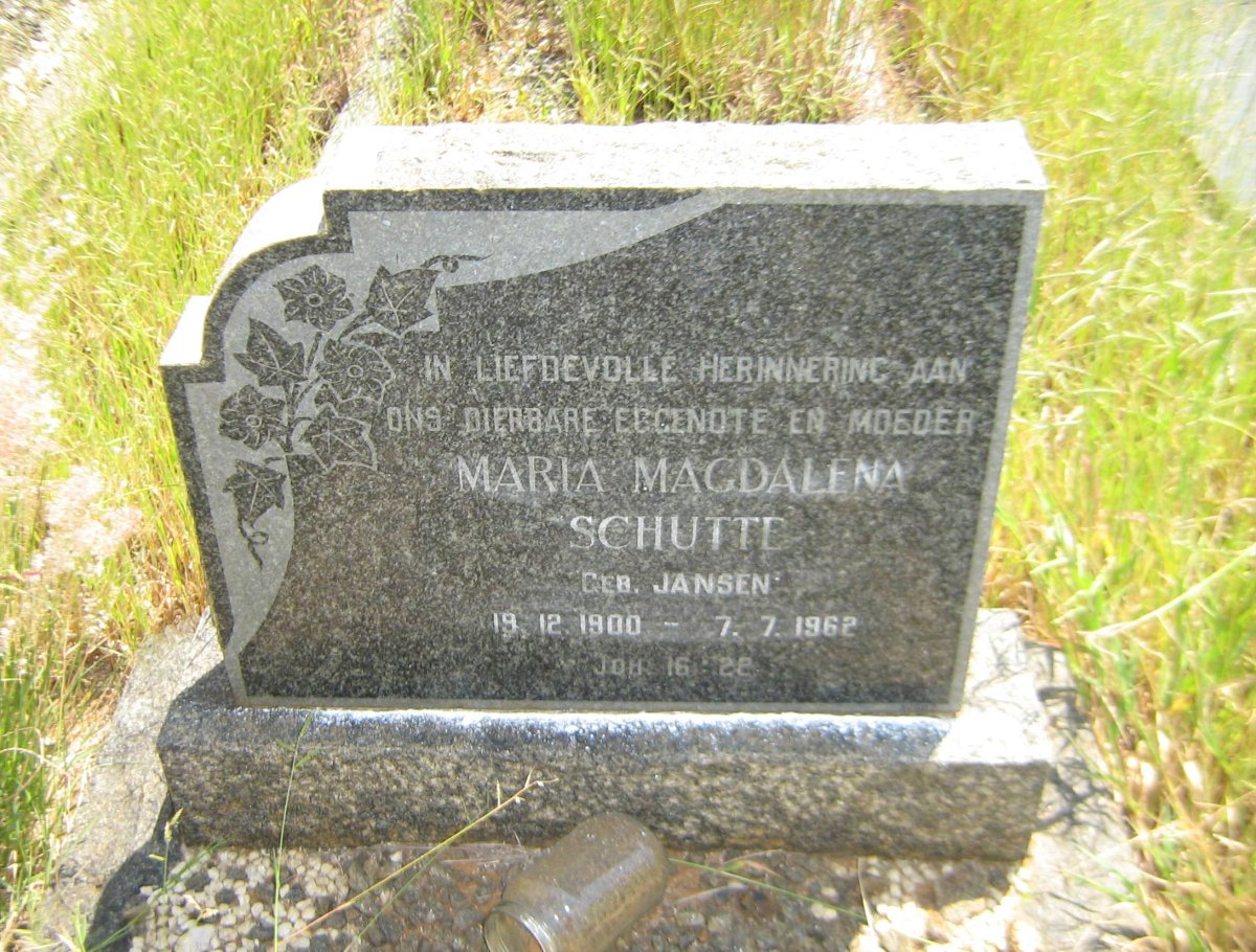 SCHUTTE Maria Magdalena nee JANSEN 1900-1962