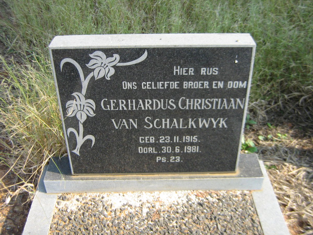SCHALKWYK Gerhardus Christiaan, van 1915-1981