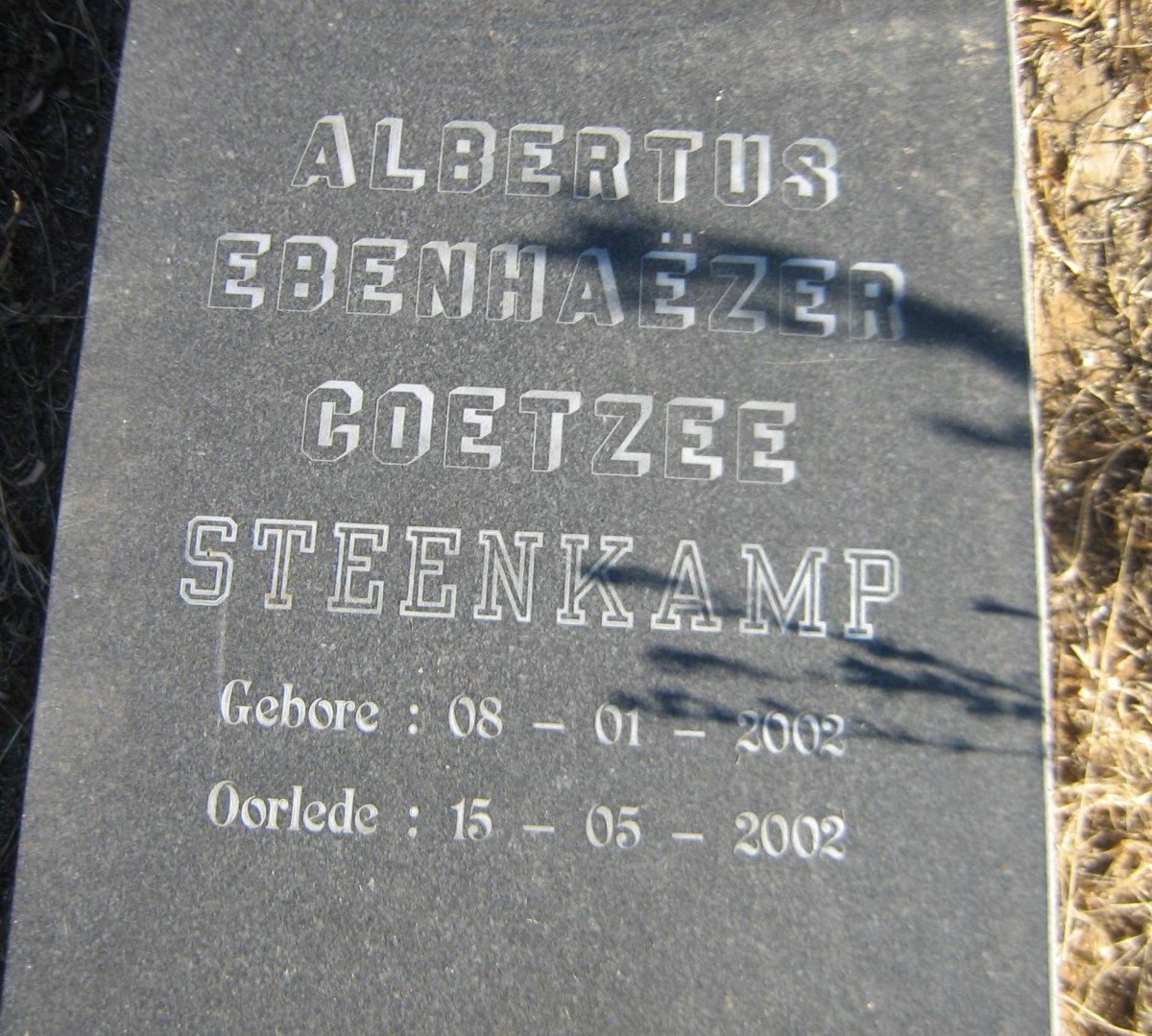 STEENKAMP Albertus Ebenhaezer Coetzee 2002-2002