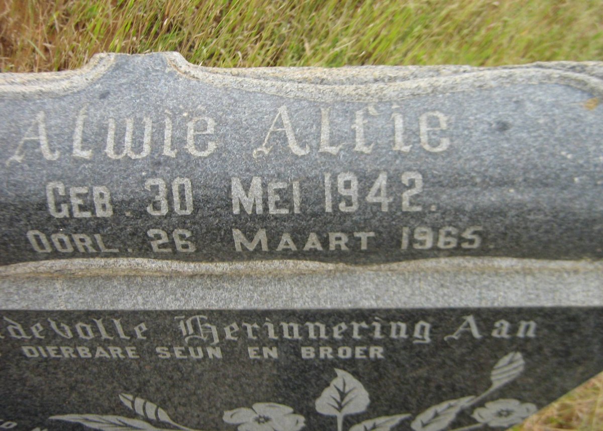 SWANEPOEL Alwie Alfie 1942-1965