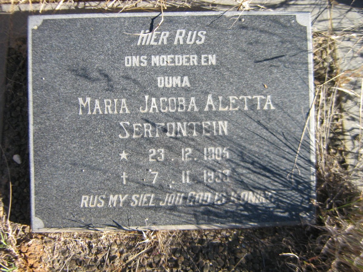 SERFONTEIN Maria Jacoba Aletta 1905-1993