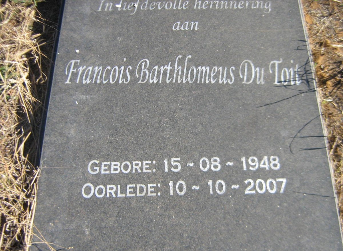 TOIT Francois Bartholomeus, du 1948-2007