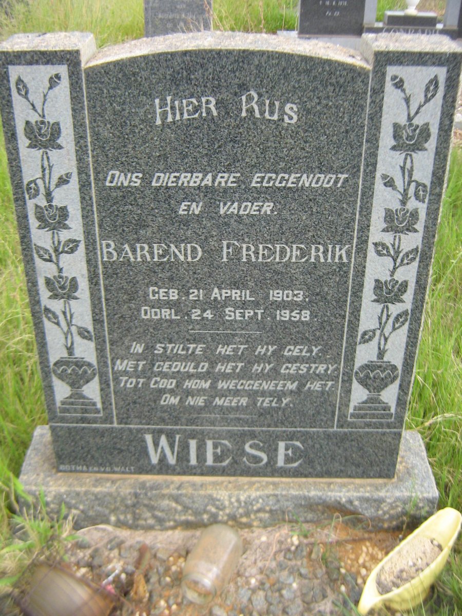 WIESE Barend Frederik 1903-1958