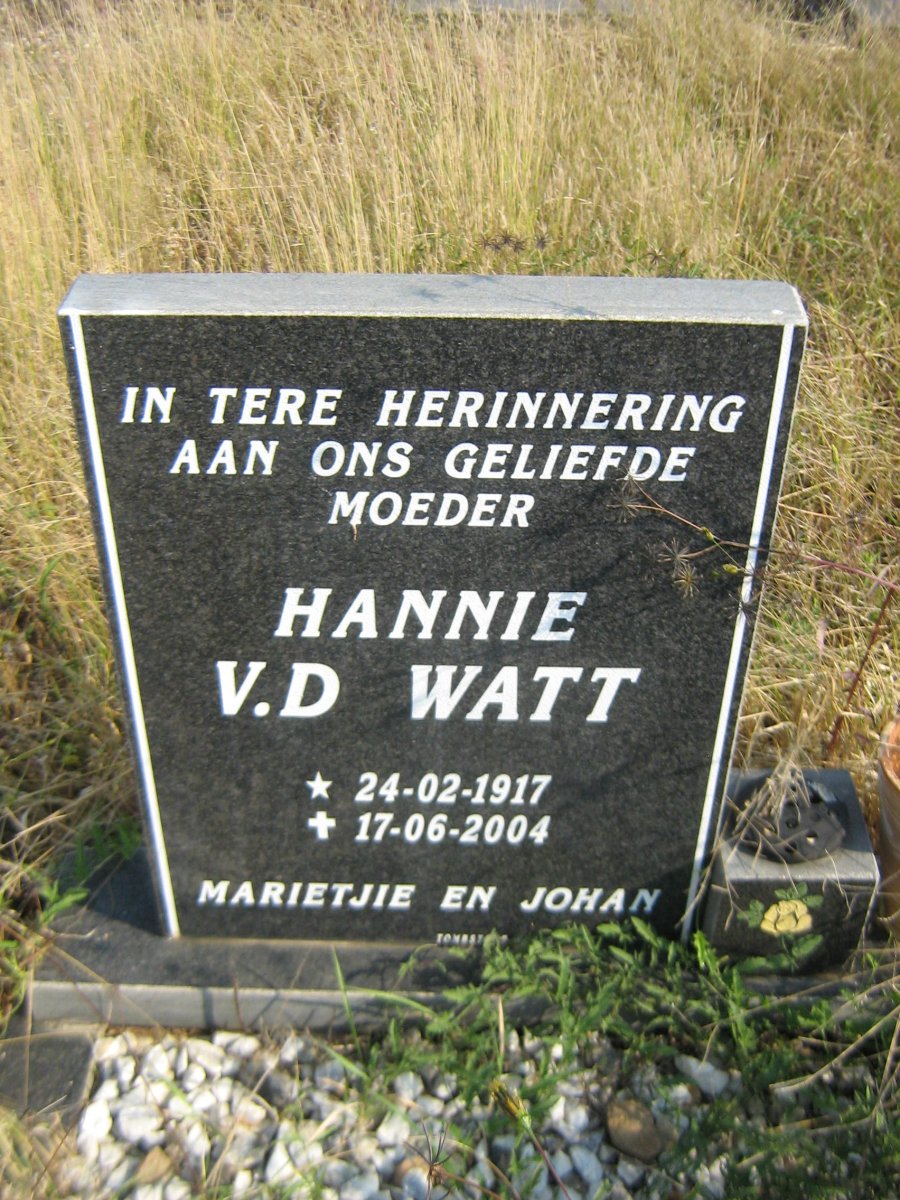 WATT Hannie, v.d. 1917-2004