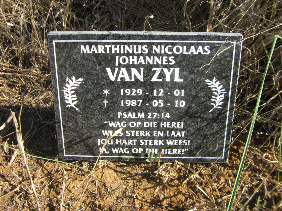ZYL Marthinus Nicolaas Johannes, van 1929-1987