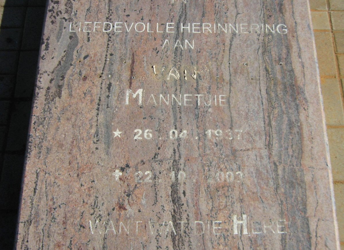 ? Mannetjie 1937-2003