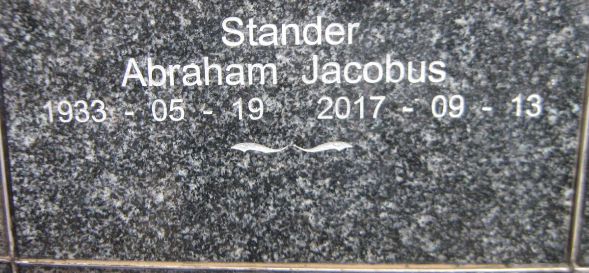 STANDER Abraham Jacobus 1933-2017