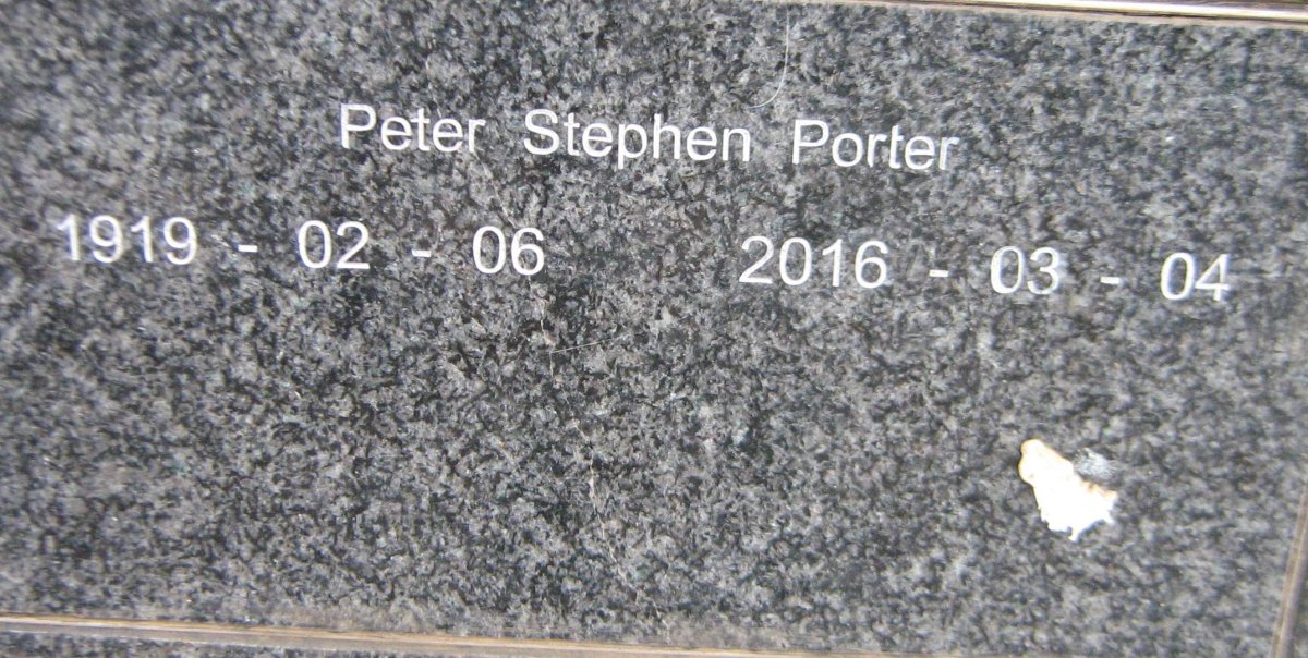 PORTER Peter Stephen 1919-2016